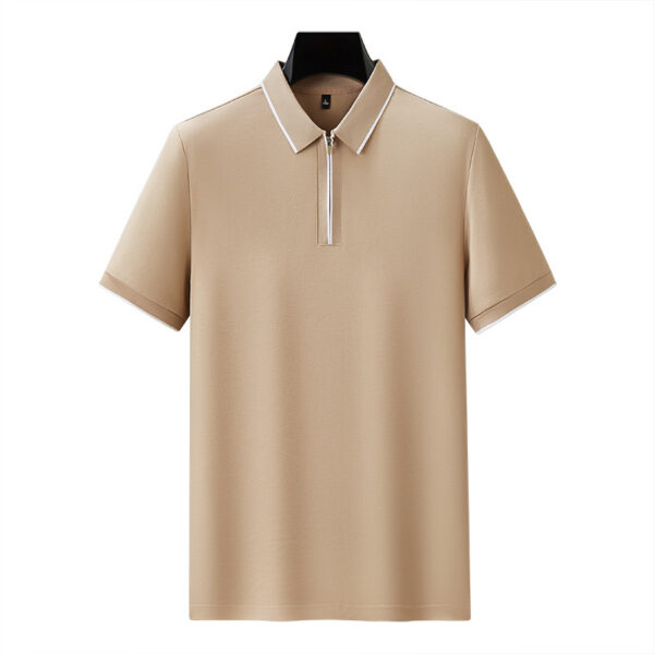 5a Antibacterial Men's Polo Shirt Short Sleeve Zipper And Lapel T-shirt - Image 4