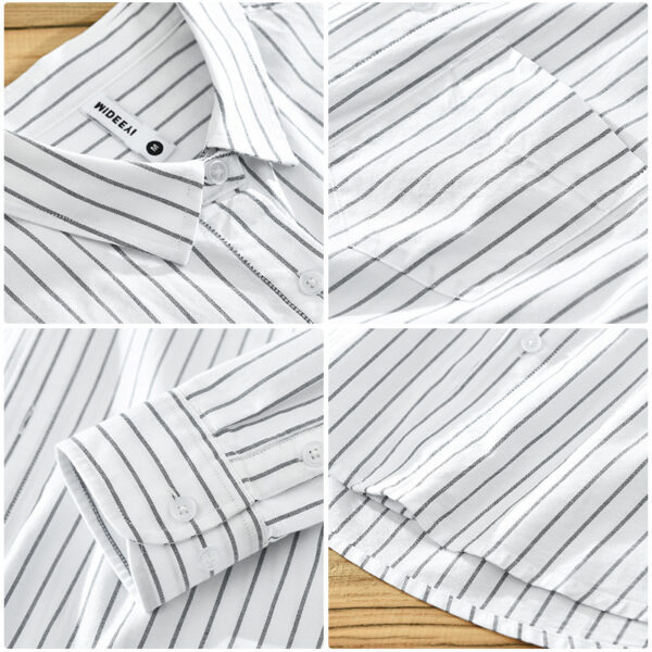 Men's Cotton Striped Long Sleeved Shirt - Image 4