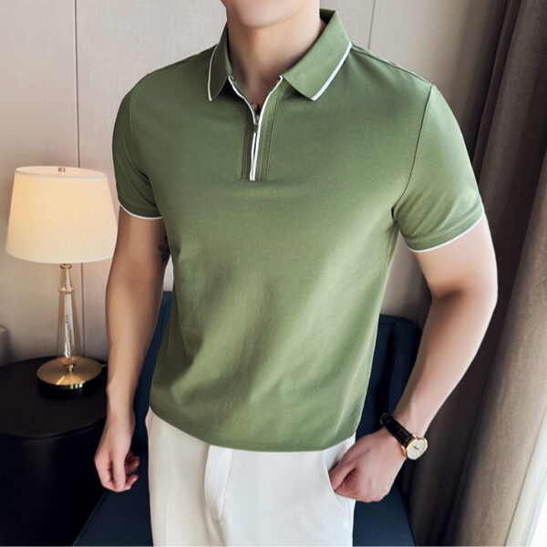 5a Antibacterial Men's Polo Shirt Short Sleeve Zipper And Lapel T-shirt - Image 5