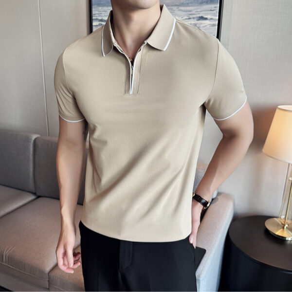 5a Antibacterial Men's Polo Shirt Short Sleeve Zipper And Lapel T-shirt - Image 6