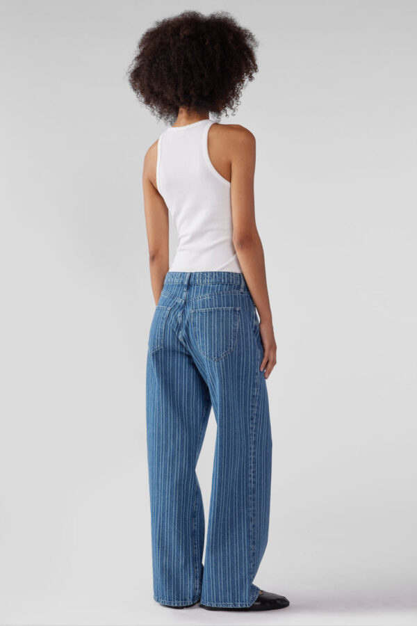 Sparrow Mid-Rise Baggy Jean - Striped Medium Indigo - Image 2