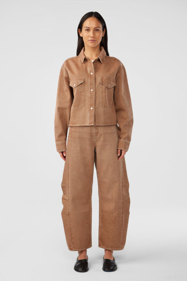 Castro Cropped Oversized Shirt - Coco brown