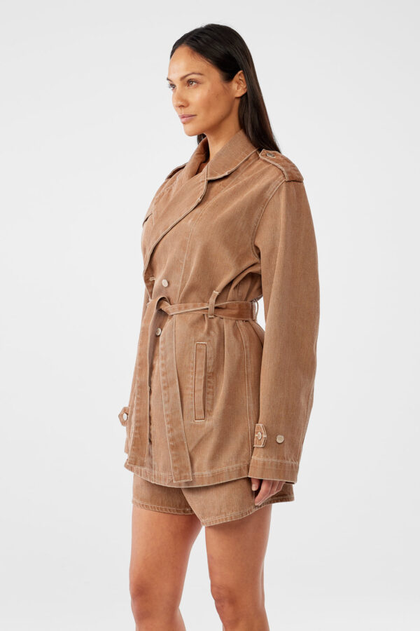 Nicola Cropped Trench Coat - Coco Brown - Image 3