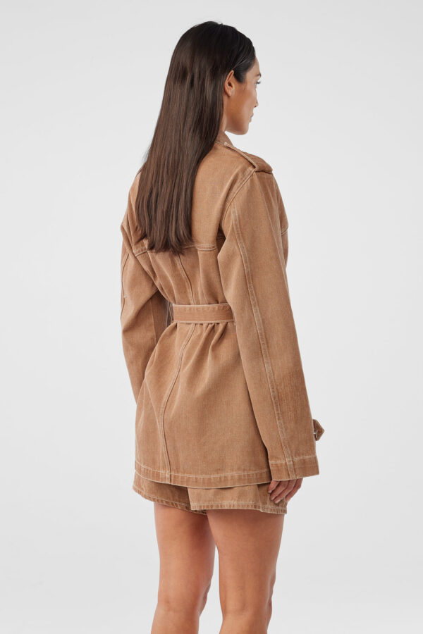 Nicola Cropped Trench Coat - Coco Brown - Image 2