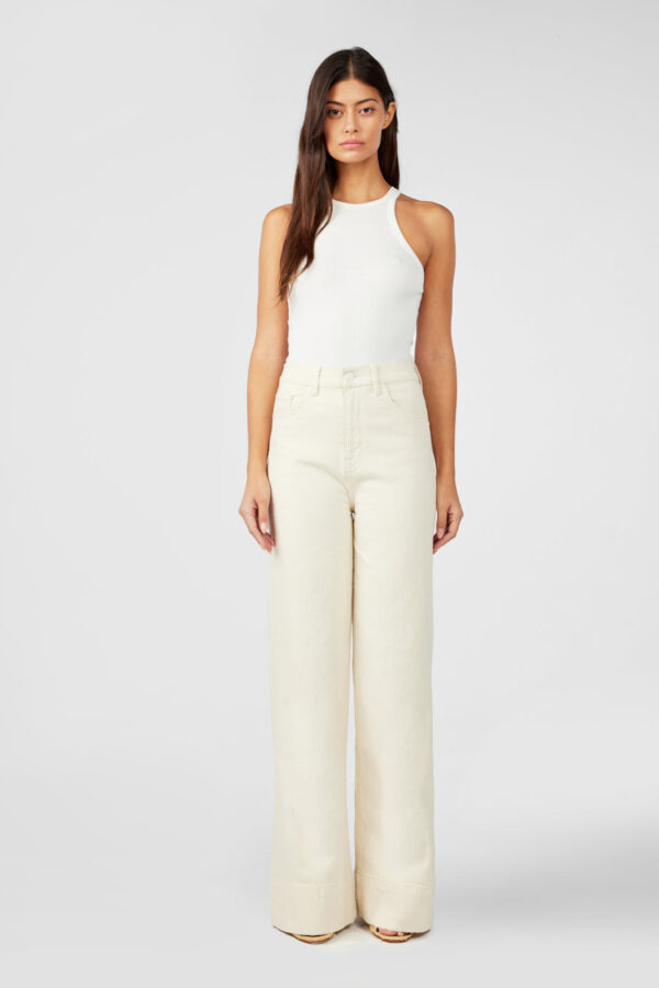 Ms. Onassis V-High Rise Wide Leg - Off White - Image 4