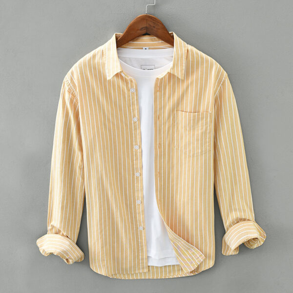 Men's Cotton Striped Long Sleeved Shirt - Image 8