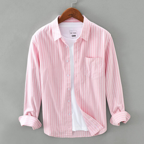 Men's Cotton Striped Long Sleeved Shirt - Image 6