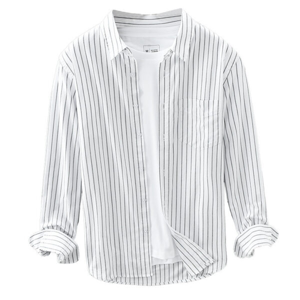 Men's Cotton Striped Long Sleeved Shirt - Image 7